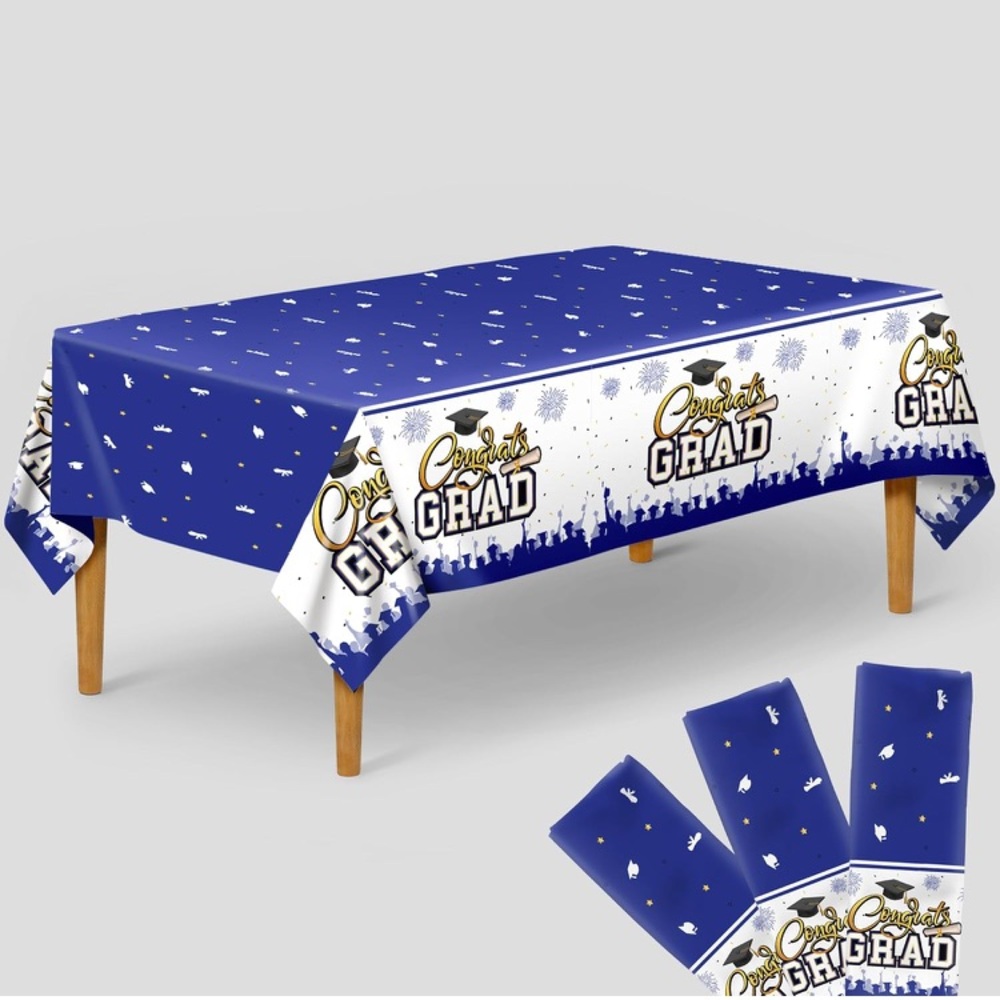 💜108”X54” Blue and Gold Pack of 3| Tablecloths